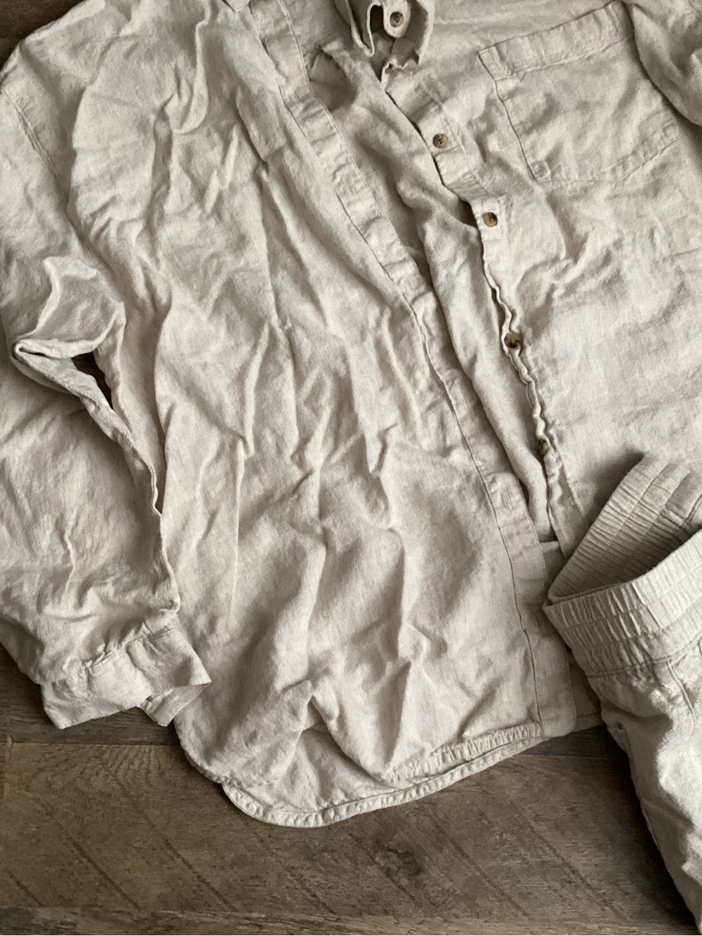 Old Navy Light Beige Linen Button-Up Shirt & Shorts Set - Picture 7 of 7